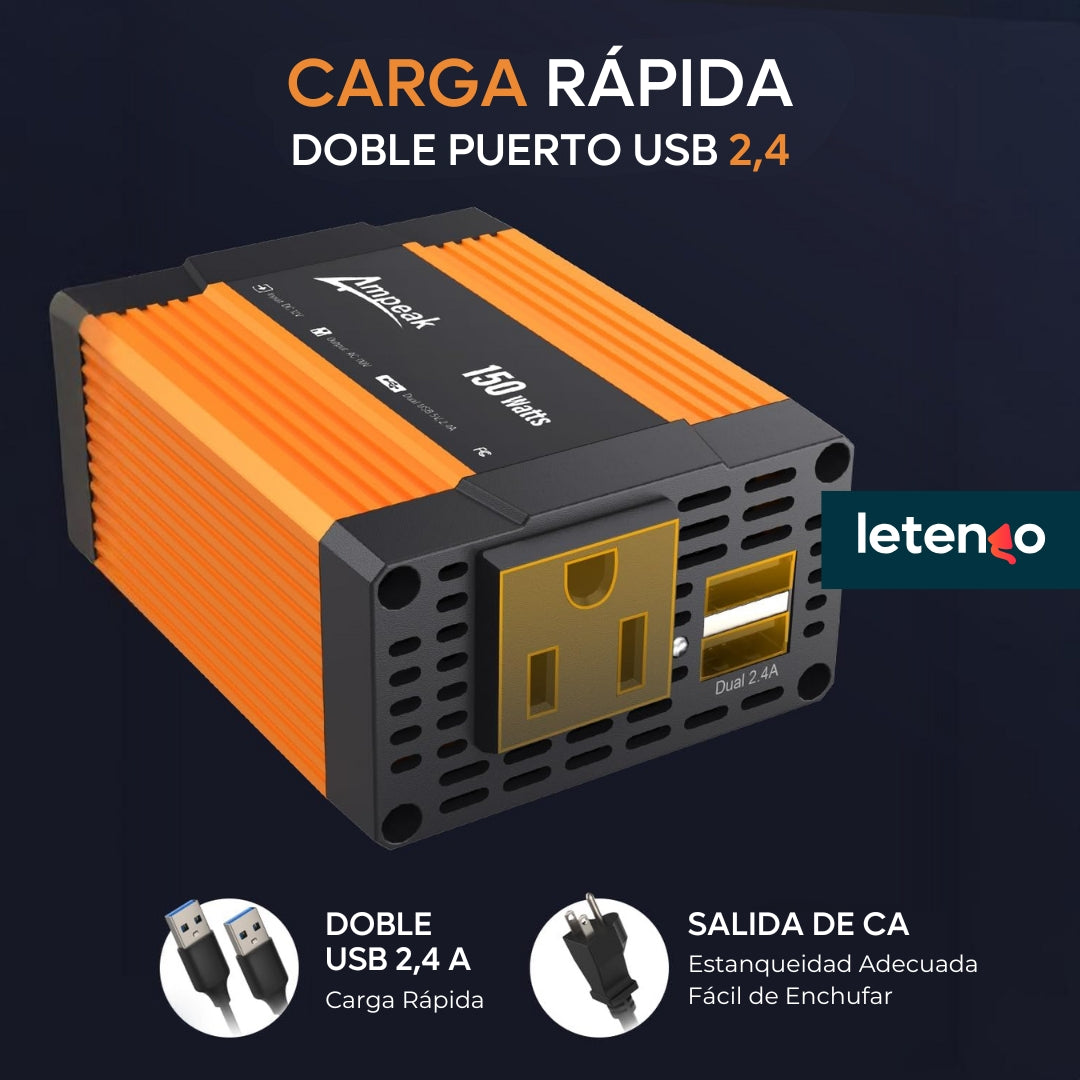 Inversor Convertidor De Corriente Carro Dc 12v A 110v 150w