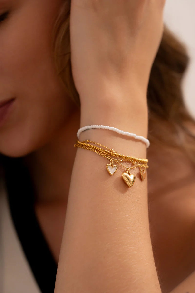 Pulsera Corazones Textura + Aretes - Avemaría