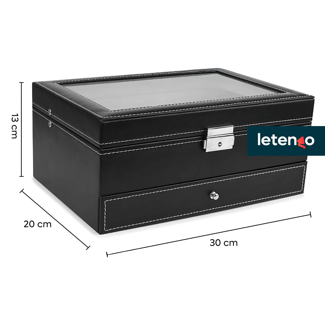 Caja Organizadora Para 12 Relojes De Lujo Y Joyería, Cuero