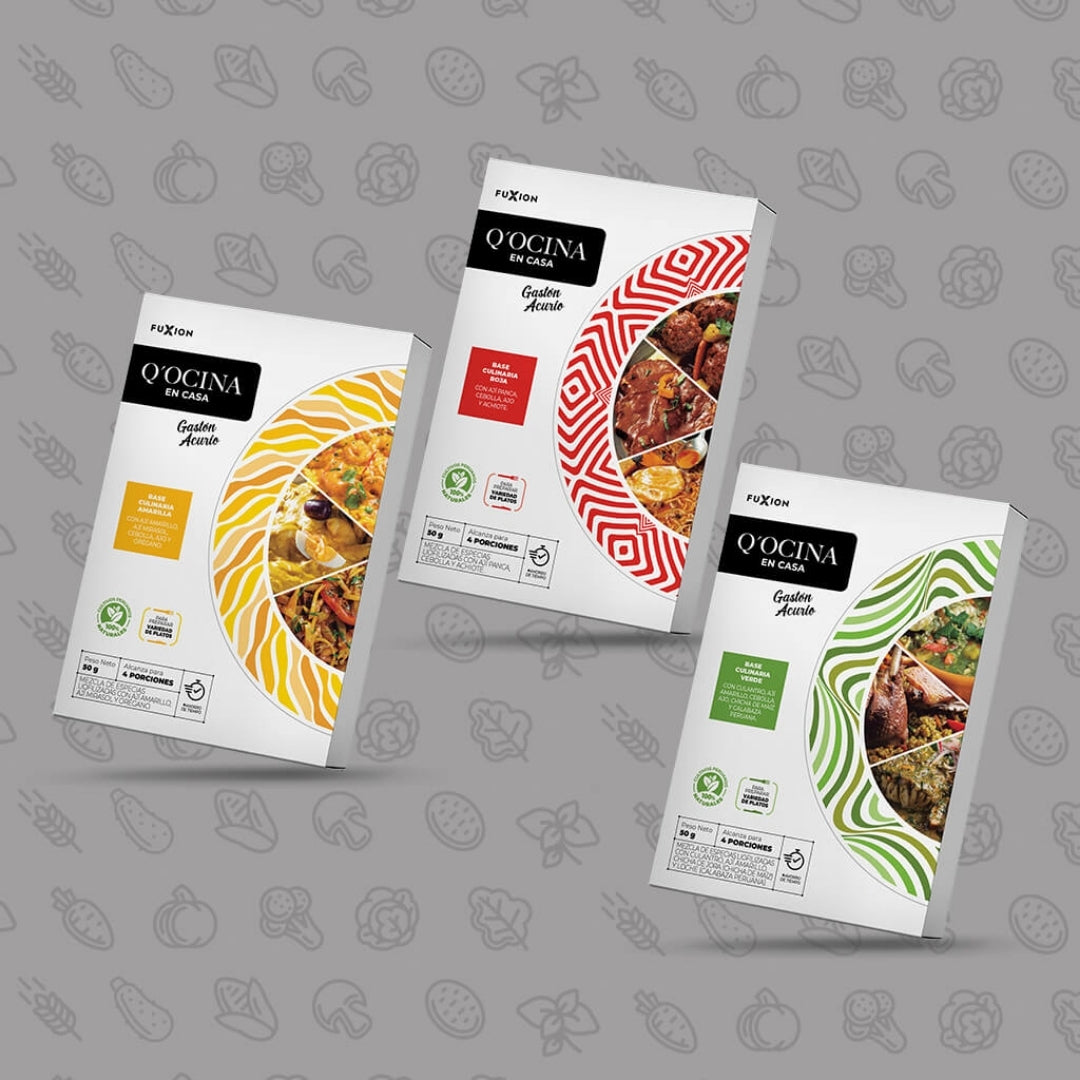Pack 3 Bases Culinarias Fuxion (1 Roja, 1 Verde y 1 Amarilla)
