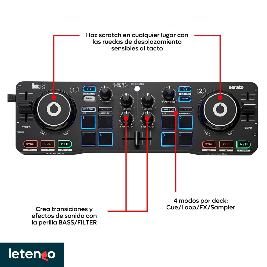 Controlador Dj Hercules Djcontrol Starlight Consola Pc, Celu
