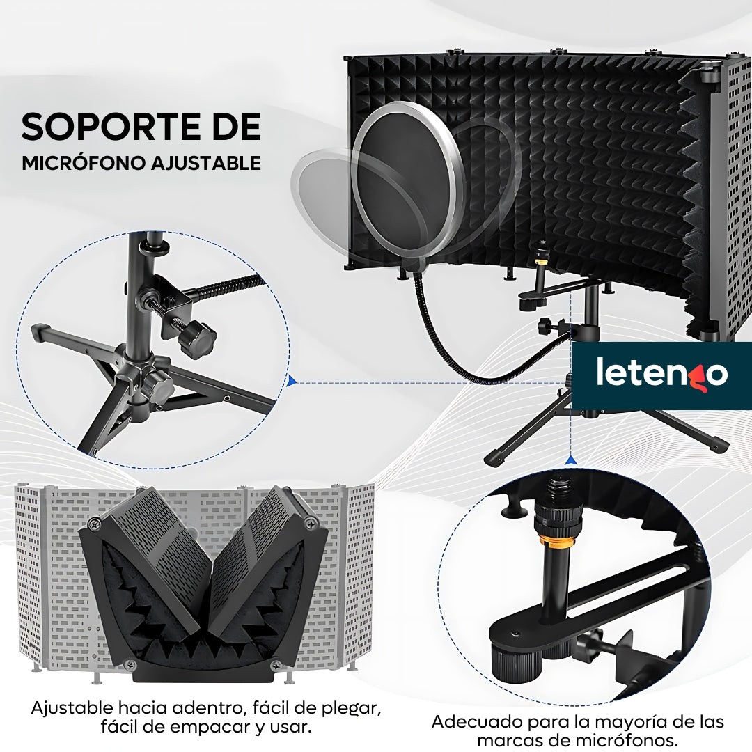 Paneles De Aislamiento Para Micrófono + Trípode + Filtro Pop
