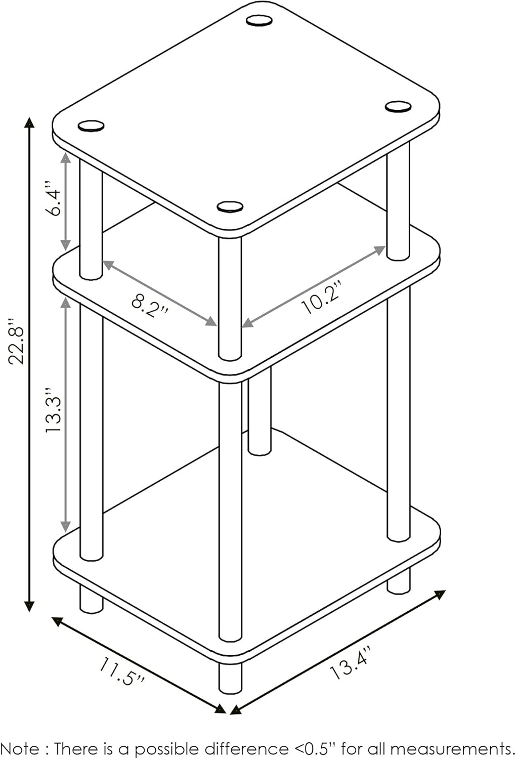 Mesa De Noche Auxiliar Para Habitación Sala Moderna Madera