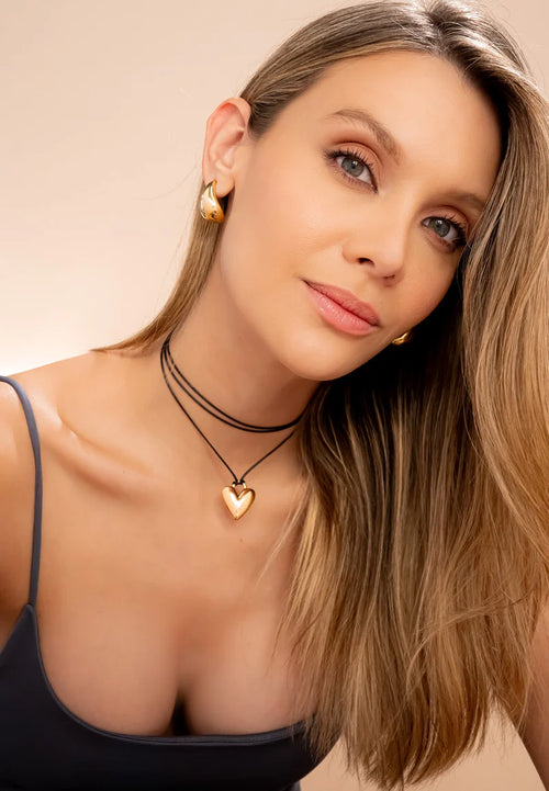 Cuerito Con dije De Corazón + Aretes - Avemaría