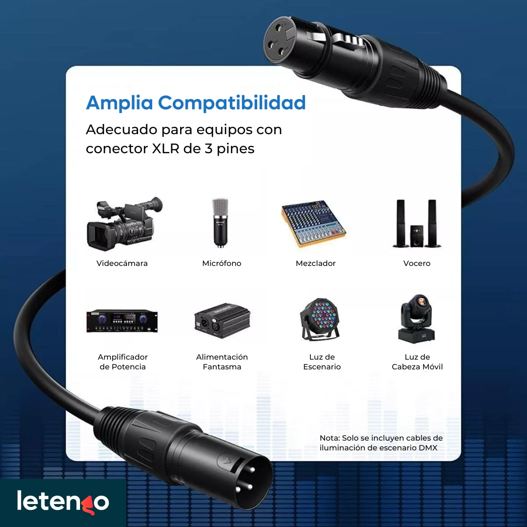 Cable De Audio Profesional Xlr De 2m Neewer Macho A Hembra