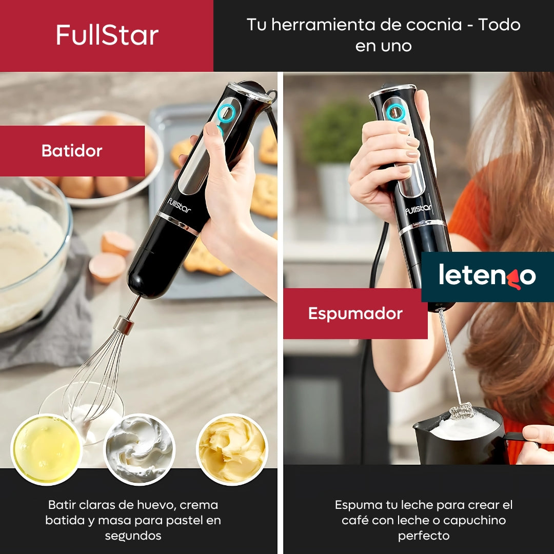 Batidora De Inmersión Licuadora De Mano Fullstar 4 En 1