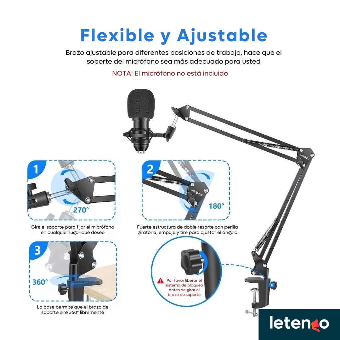 Soporte De Brazo Tijera Ajustable Neewer Nb-3 Para Micrófono