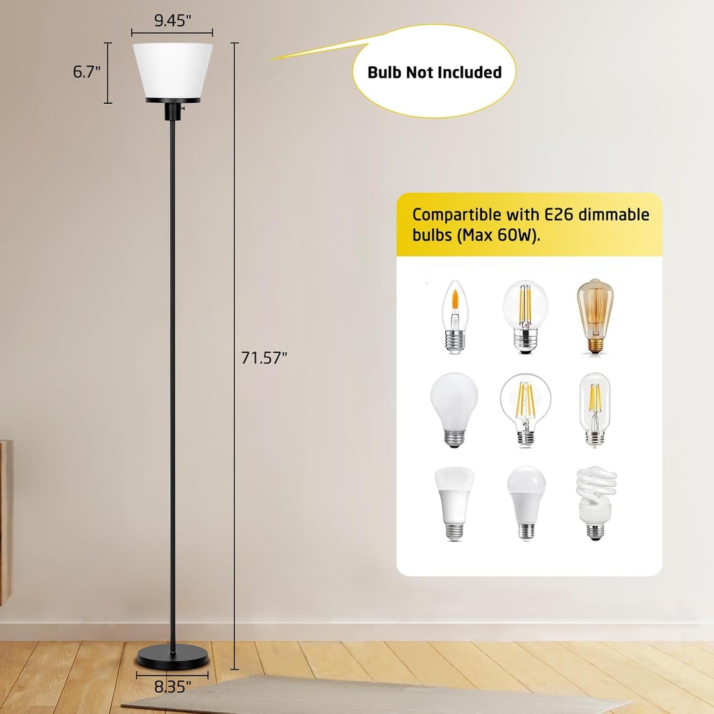 Lámpara De Pie Led Para Sala Habitación Oficina Moderna