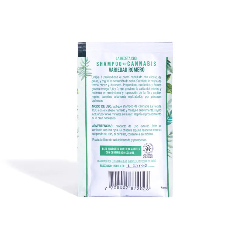 Sachet de Shampoo de Romero La Receta 15 ML