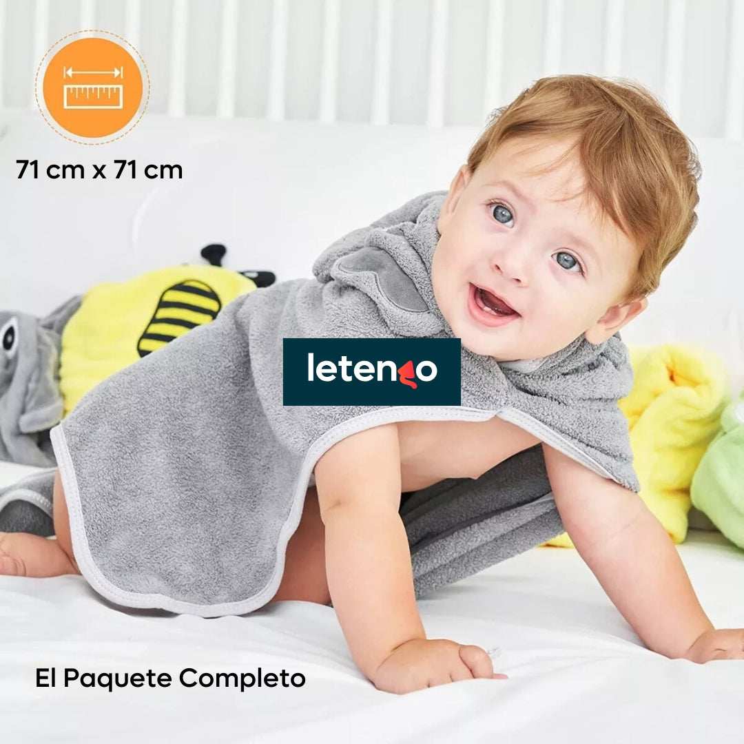 Juego De Toallas Algodón Con Capucha Para Niño/a Baño Playa
