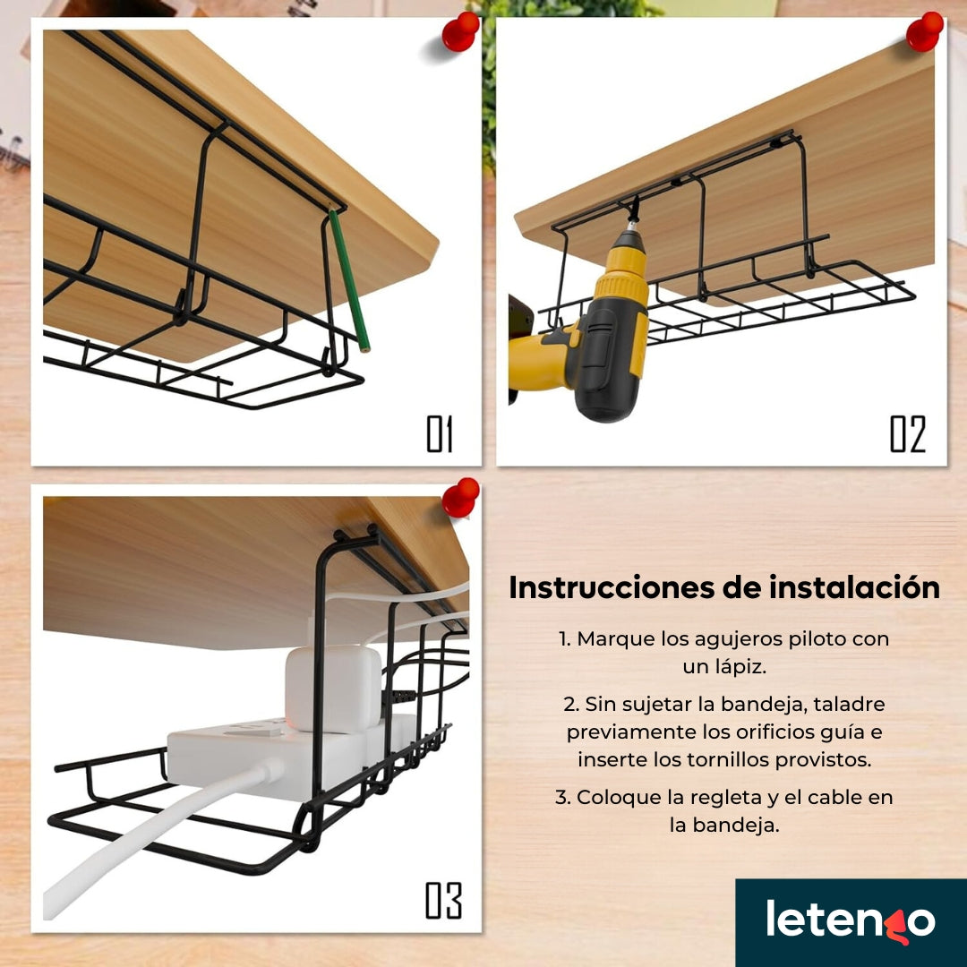 Bandeja Organizadoras De Cables Para Debajo Escritorio Metal
