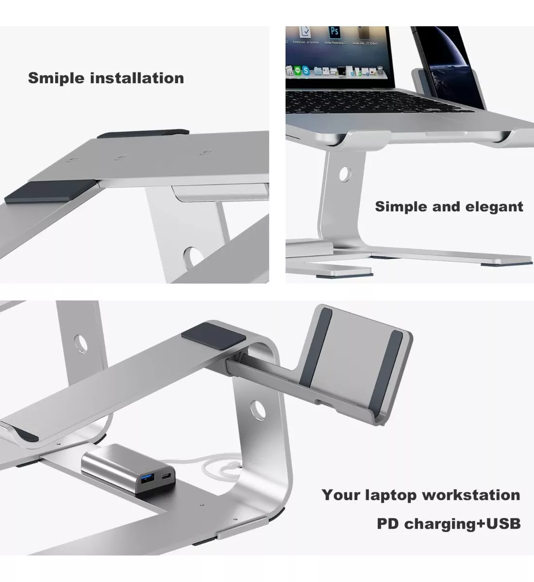 Base Soporte Ergonómico Para Pc Portátil Laptop Aluminio Mac