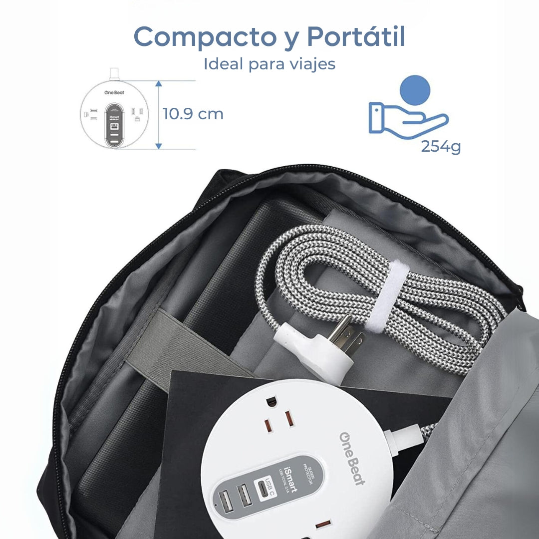 Extensión Estabilizador Multitomas Enchufes Cargador Usb - C