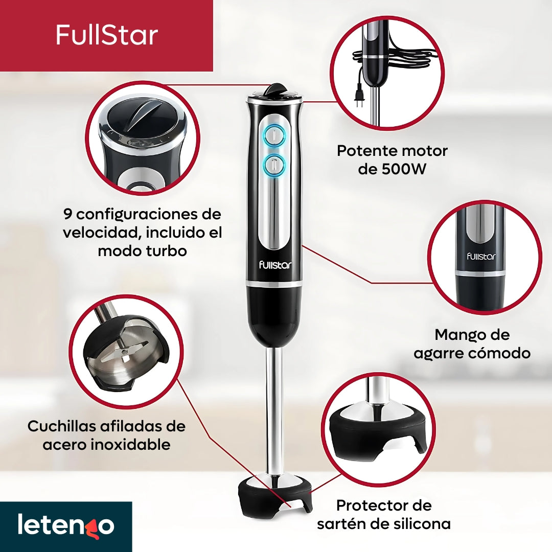 Batidora De Inmersión Licuadora De Mano Fullstar 4 En 1