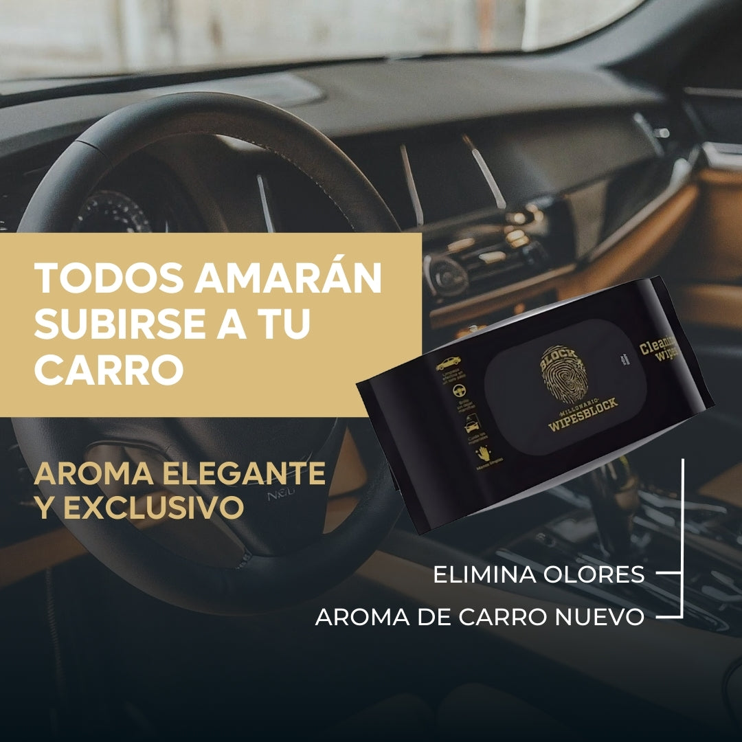 Perfume Para Carro Carblock + Paños Humedos Wipesblock
