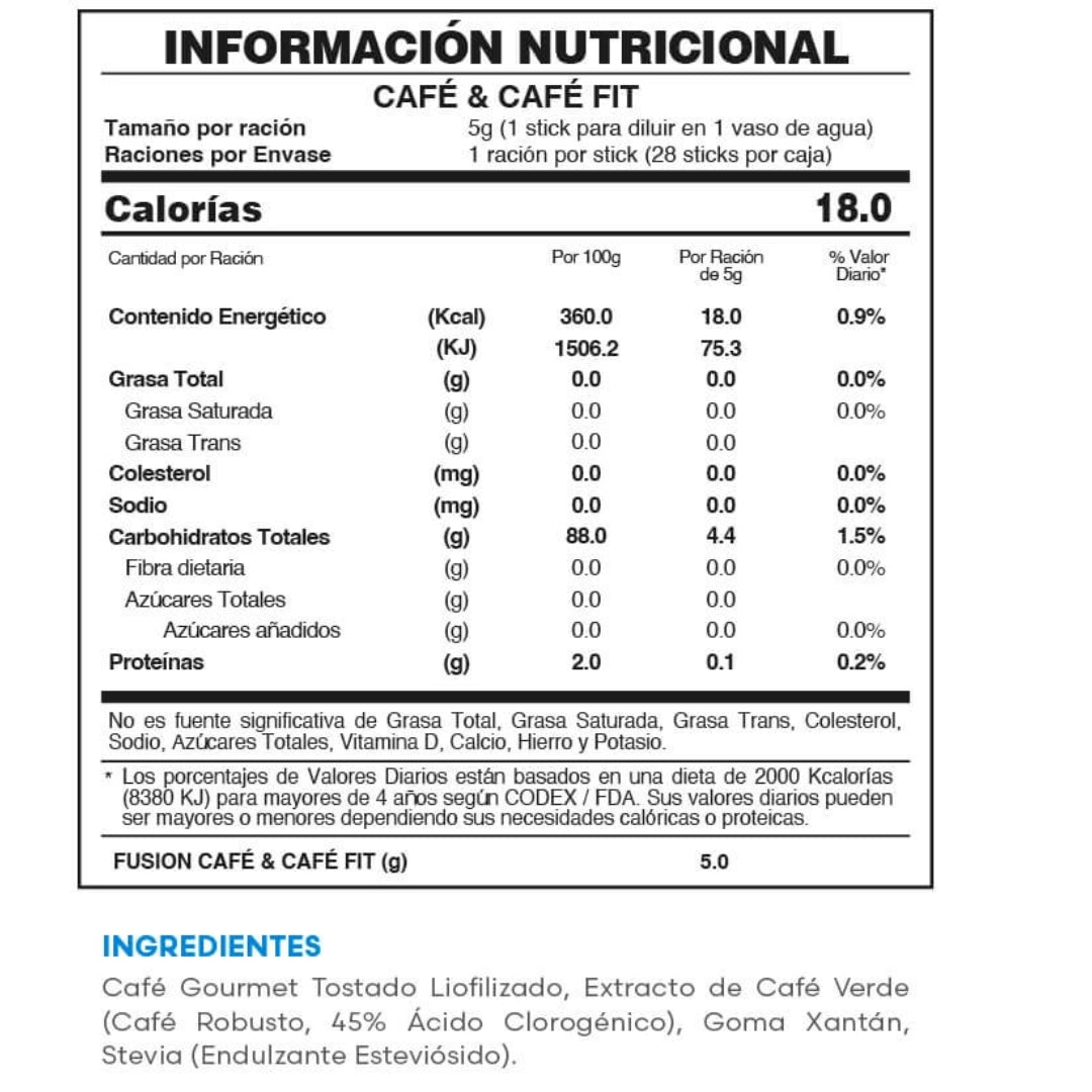 Café Fit Fuxion Control de Peso, Energía y Bienestar - 28 Sobres