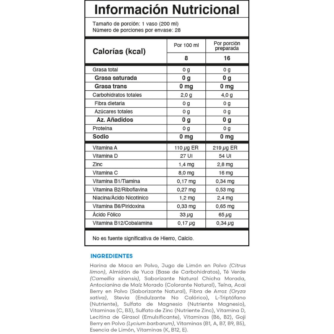 Vita Xtra T+ Fuxion Energizante Natural Con Vitaminas - 7 Sobres