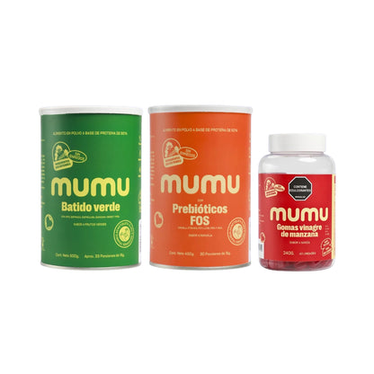 Kit Detox 360 con Batido Verde, Fibra con prebióticos FOS, Gomitas de Vinagre de Manzana - Mumu