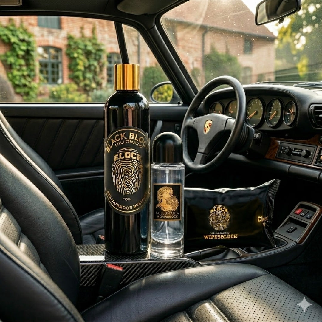 Restaurador De Partes Negras Blackblock + Perfume Con Feromonas Para Ropa Interior Femenina Millonaria Womanblock + Paños De Limpieza Vehicular Wipesblock