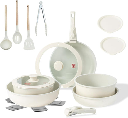 Juego De Ollas De Cerámica Batería Antiadherente Extraíble