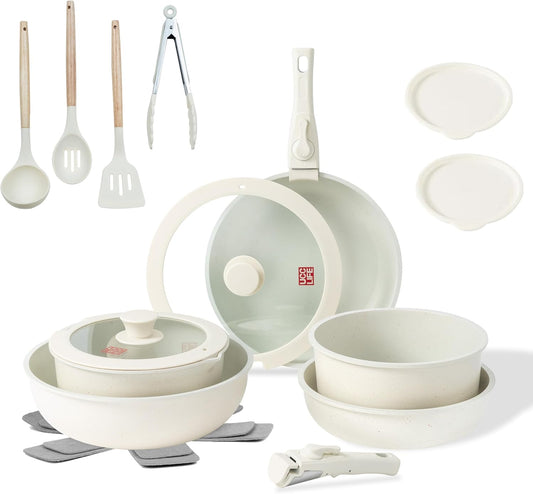 Juego De Ollas De Cerámica Batería Antiadherente Extraíble