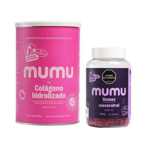 Kit Antiedad con Colágeno Hidrolizado y Gomitas de Resveratrol - Mumu