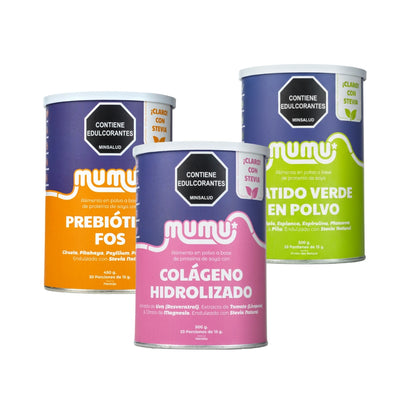 Combo Balance con Colágeno Hidrolizado, Batido Verde y Fibra con prebióticos FOS - Mumu