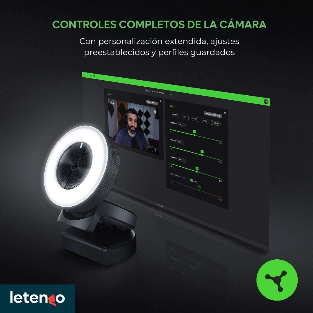 Cámara Web Razer Kiyo Webcam Gamer 1080p Con Luz Y Micrófono