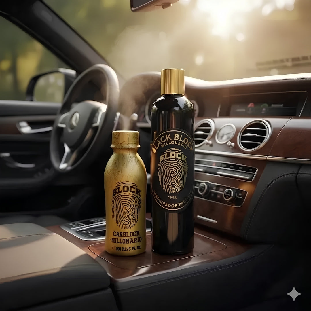 Perfume Para Carro Carblock + Black Block Restaurador De Partes Negras