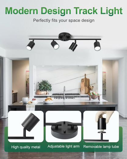 Lámpara De Techo Moderna Plegable Con Cabezal Giratorio Negro