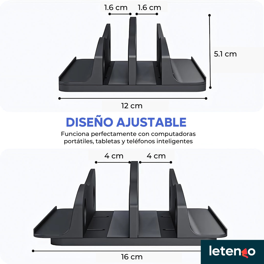 Base Soporte Vertical Doble Macbook Portátil Tablet Celular