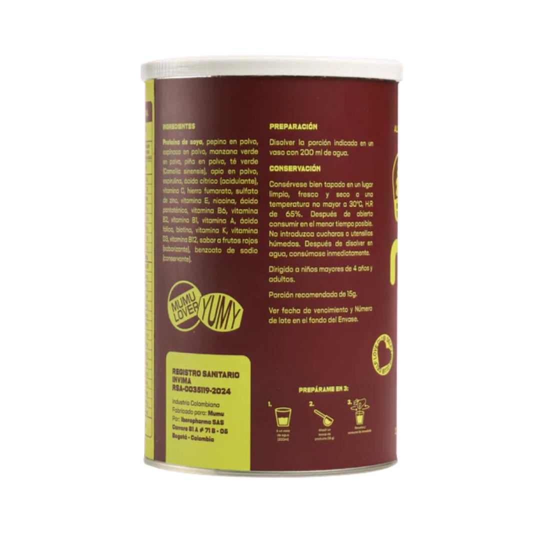 Batido Verde En Polvo Favorece La Digestión (Sabor Frutos Rojos) - Mumu
