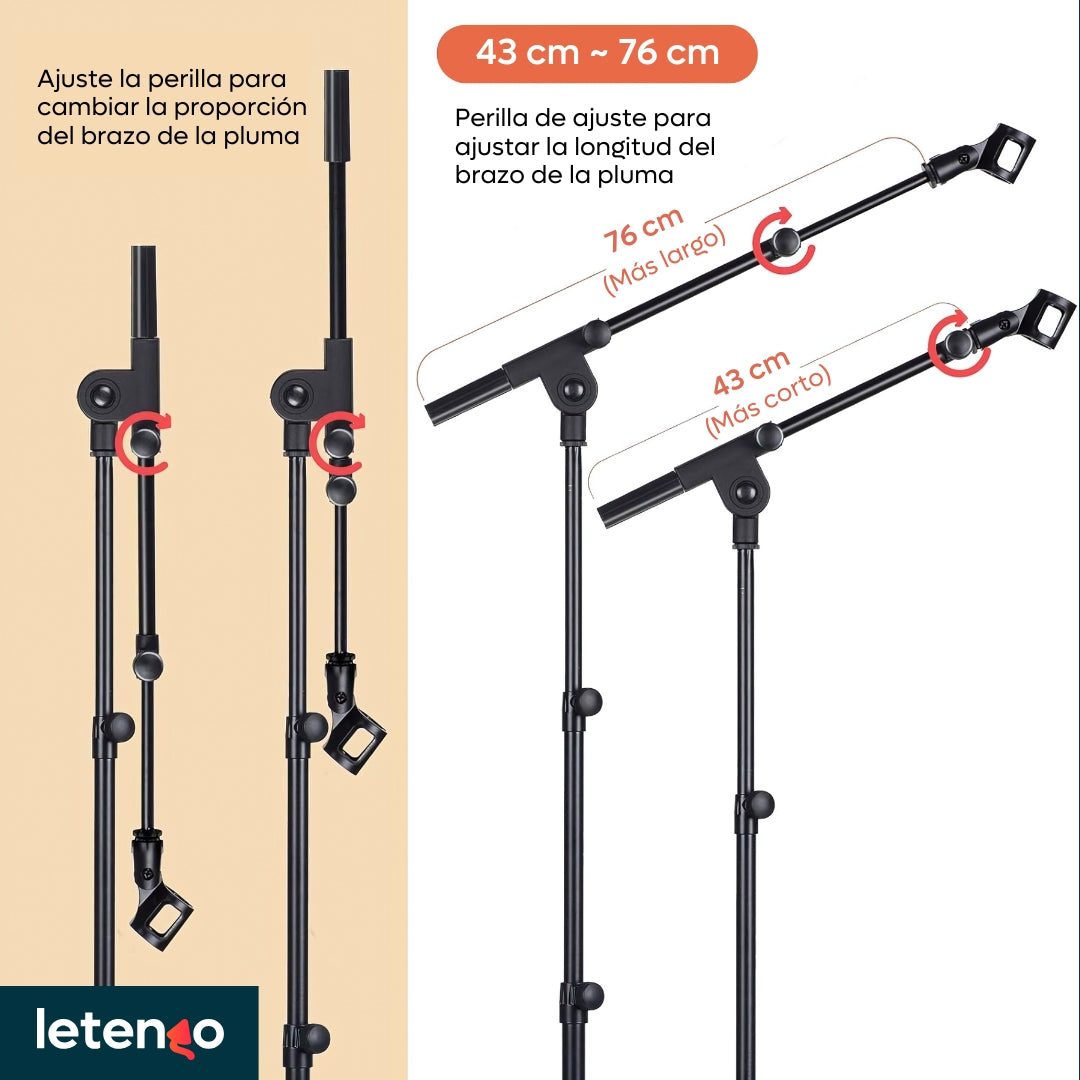 Soporte Base Para Micrófono + Bolso + 2 Clips, Trípode Paral