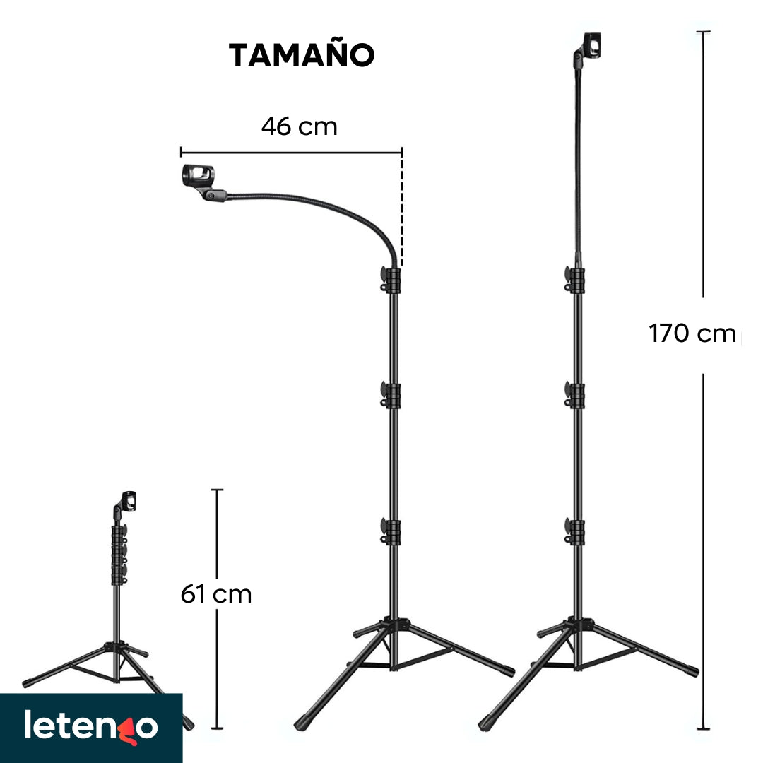 Soporte Base Para Micrófono + Bolso, Paral Altura Ajustable