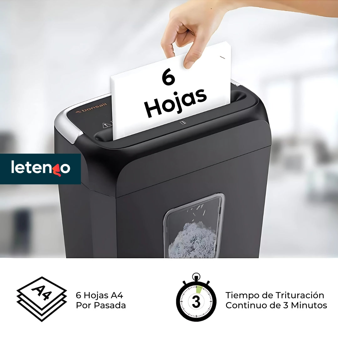 Destructora Trituradora De Papel Tarjeta Bonsaii Automática