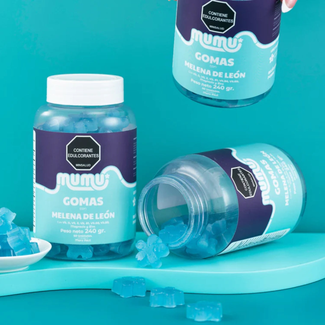 Gomas de Melena de Leon 60Unds Sabor Mora Azul -  Mumu