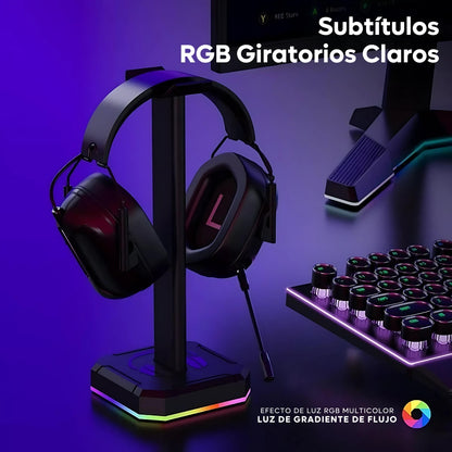 Base Soporte De Auriculares Diademas Gamer Rgb Para Mesa