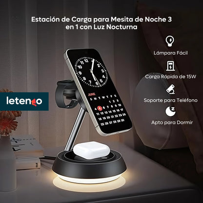 Cargador Inalámbrico Rápido 3 En 1 iPhone Apple Watch Aipods