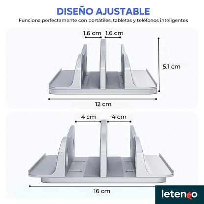 Base Soporte Vertical Doble Macbook Portátil Tablet Celular