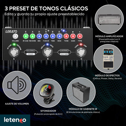 Pedalera Multiefectos Lekato Para Guitarra Eléctrica, Bajo