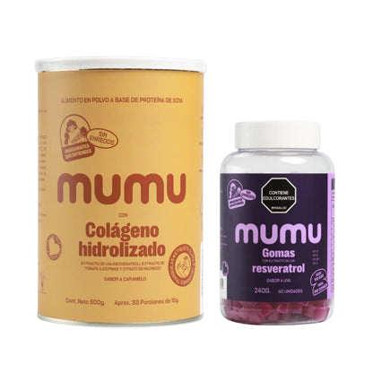 Kit Antiedad con Colágeno Hidrolizado y Gomitas de Resveratrol - Mumu