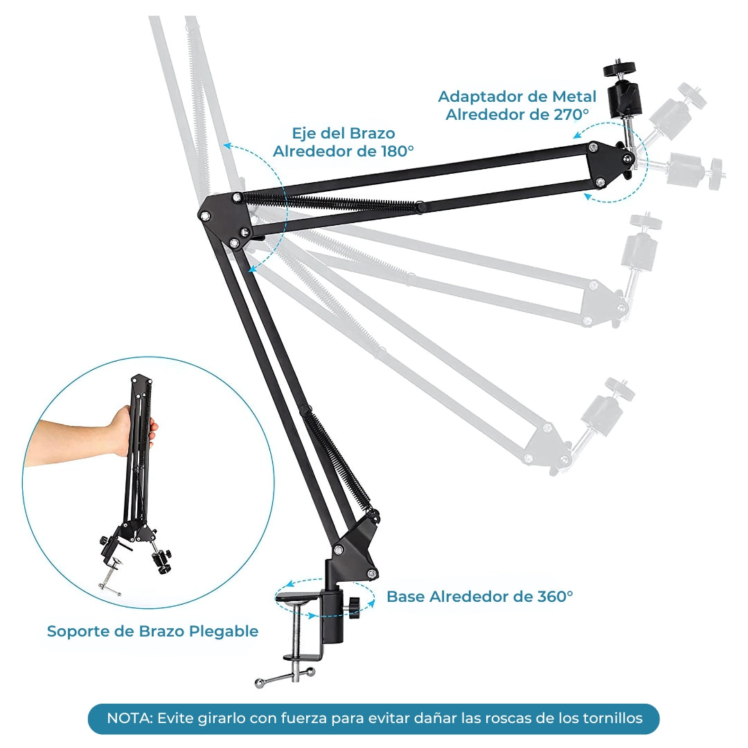 Brazo Soporte Ajustable Para Micrófono Cámara Celular Webcam