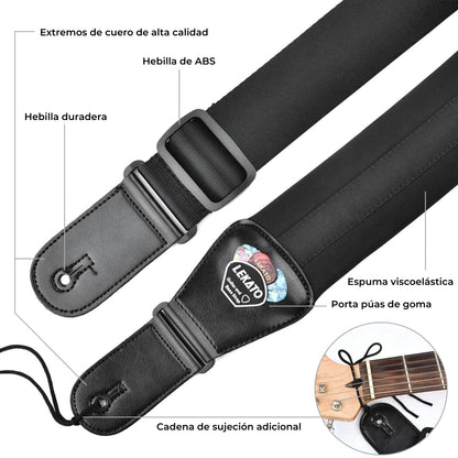 Correa Acolchada Lekato Para Guitarra Eléctrica, Bajo, Ukelele, Púa