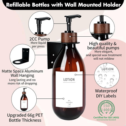 Dispensadores De Jabón Loción Champú Con Soporte Para Pared