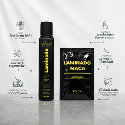 Kit Crema Alisadora Laminado 120ML + 1 Sachet Gratis Laminado Maca -  Productos Lz