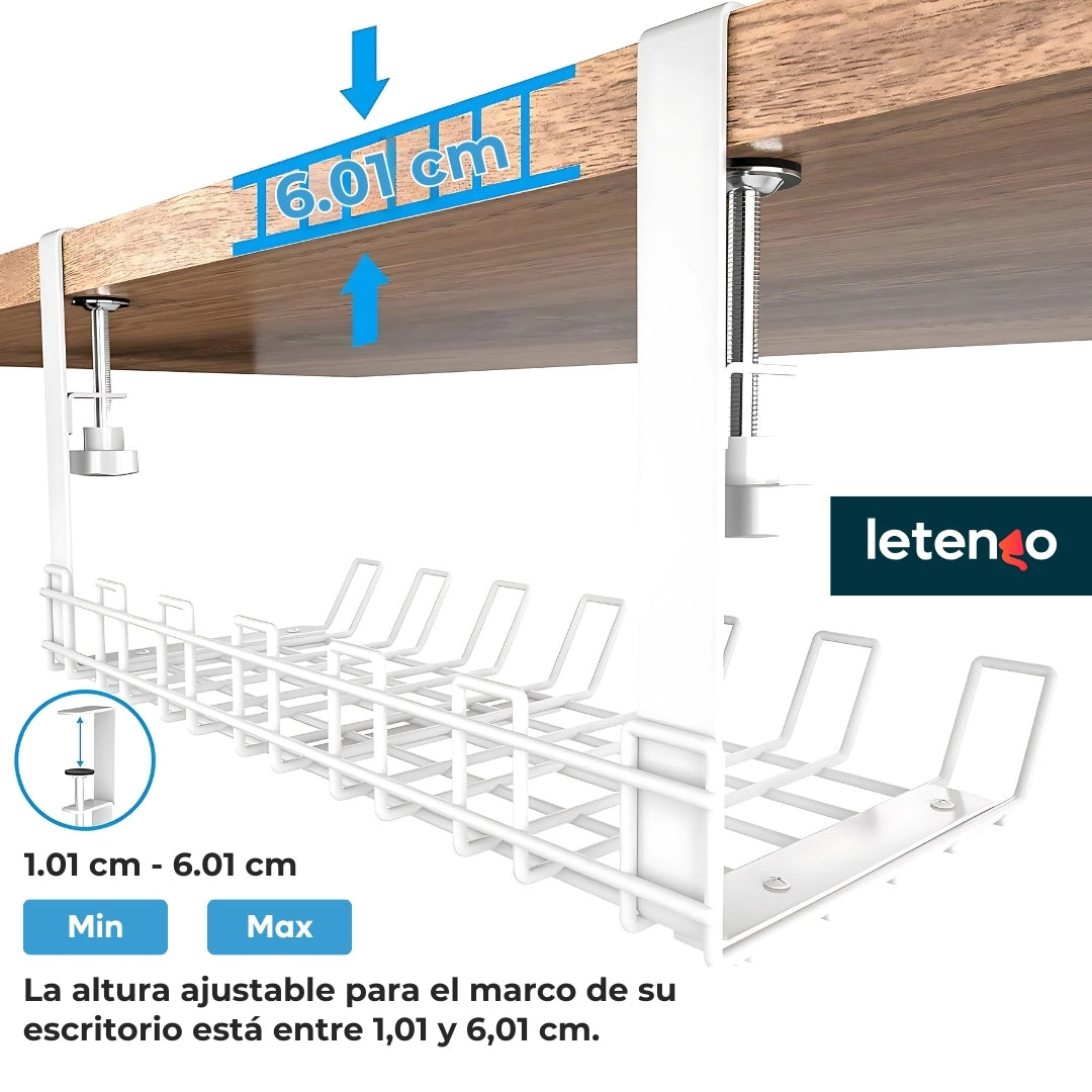 Bandeja Organizadora De Cables Para Mesa Escritorio De Metal