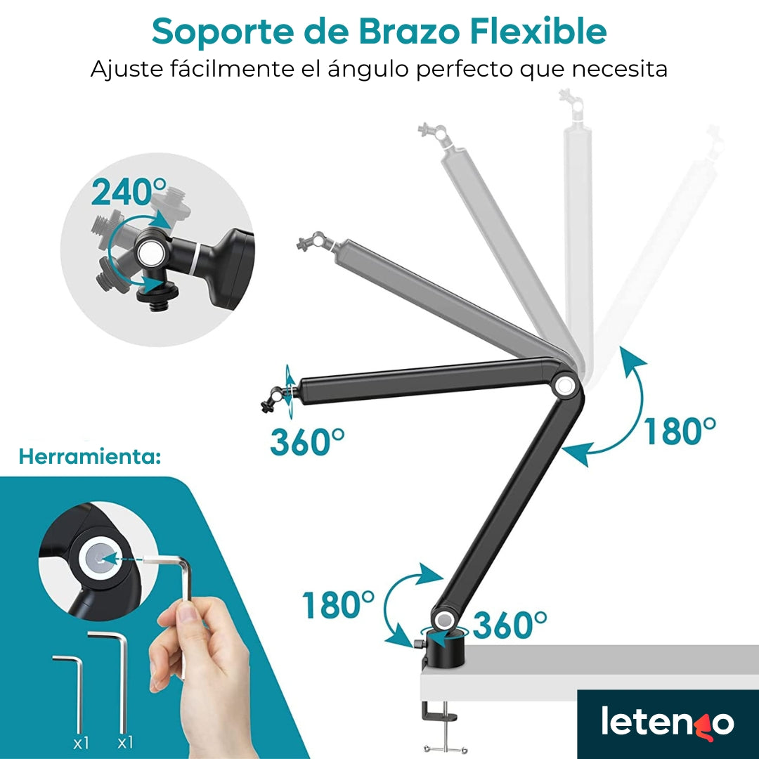 Brazo Soporte Para Micrófono Profesional Resistent Ajustable