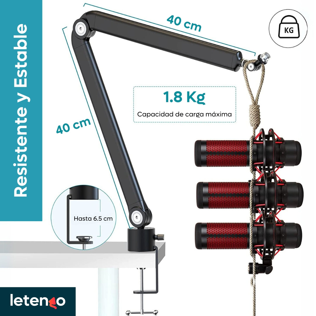 Brazo Soporte Para Micrófono Profesional Resistent Ajustable