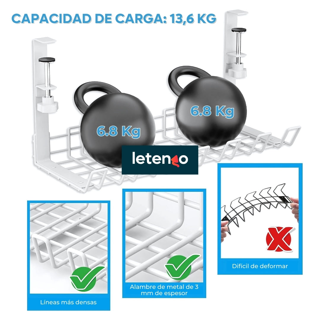 Bandeja Organizadora De Cables Para Mesa Escritorio De Metal