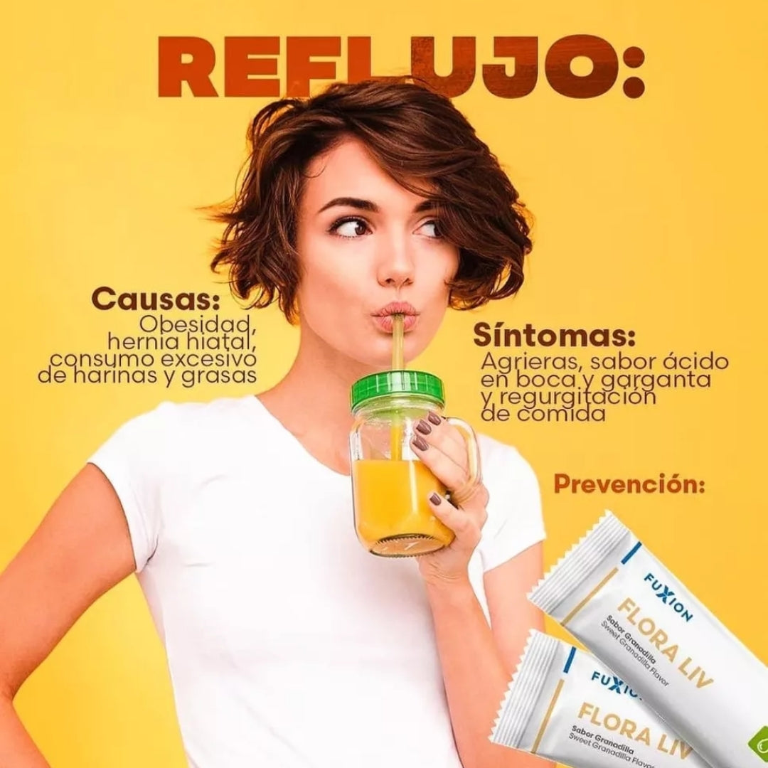 Flora Liv Fuxion Probióticos y Fibra Prebiótica para la Salud Digestiva - 28 sobres